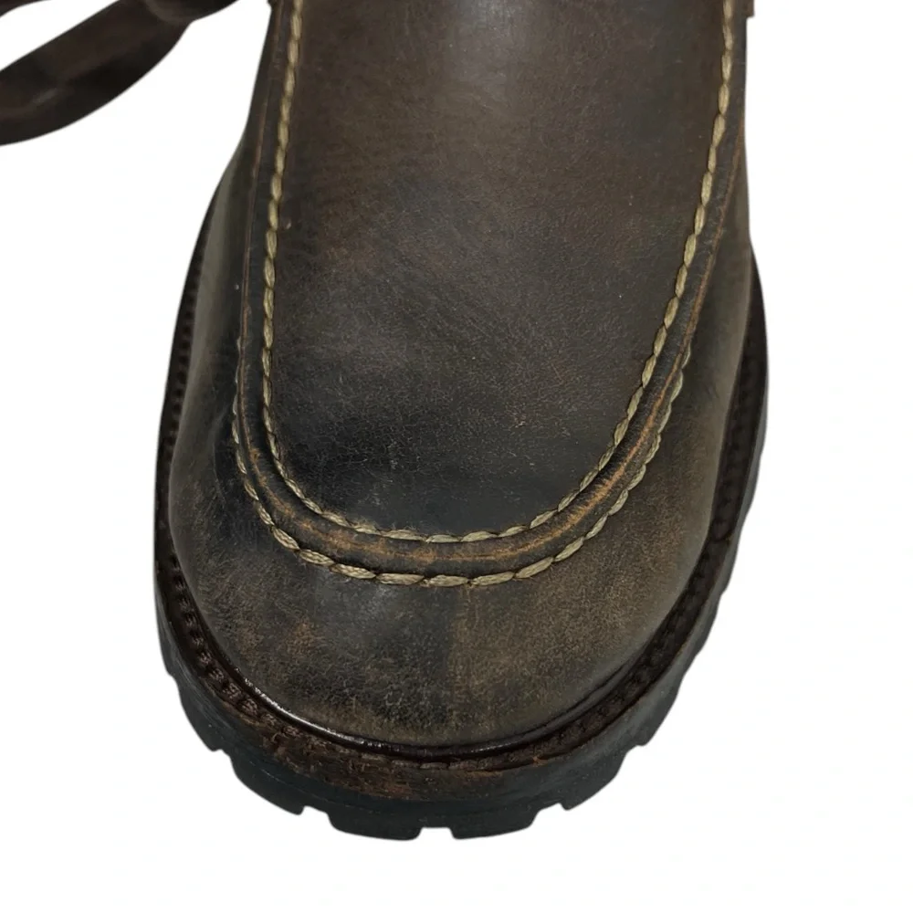 JOHN VARVATOS Mens 10 M Brown Leather Hiking Lace Up Combat Boots F1357L3B